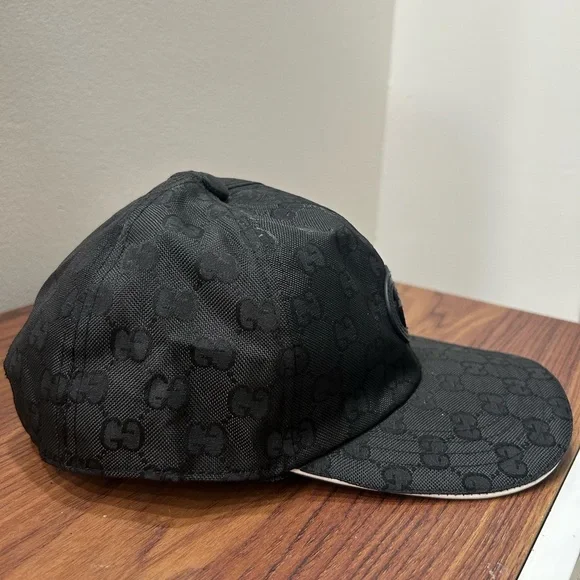 Gucci GG Supreme Monogram Black Baseball Cap - Picture 3 of 4
